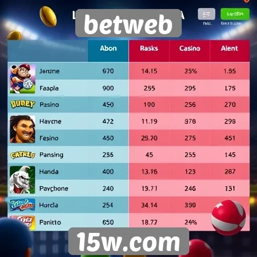 Comparativo de jogos disponíveis no betweb